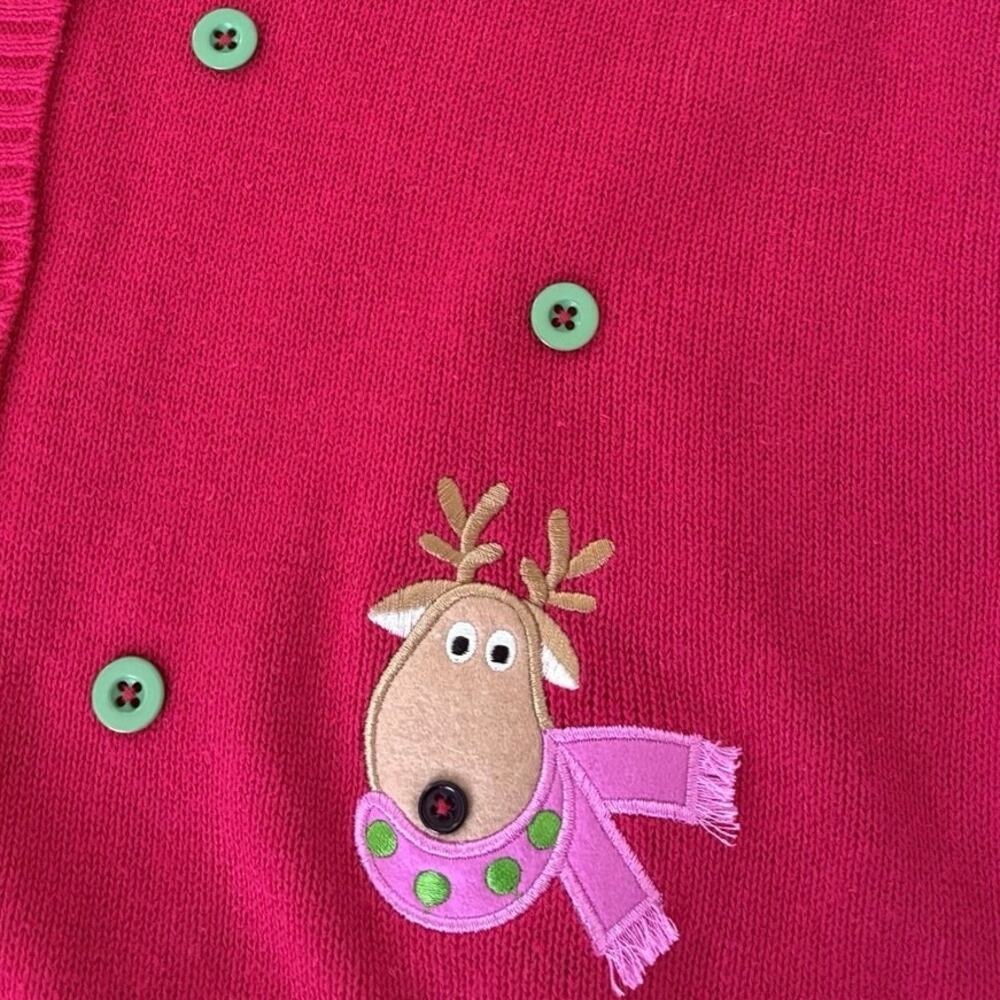 Vintage Crystal Kobe Christmas Reindeer Sweater Vest L Patch Novelty Grandma NWT - Picture 4 of 8